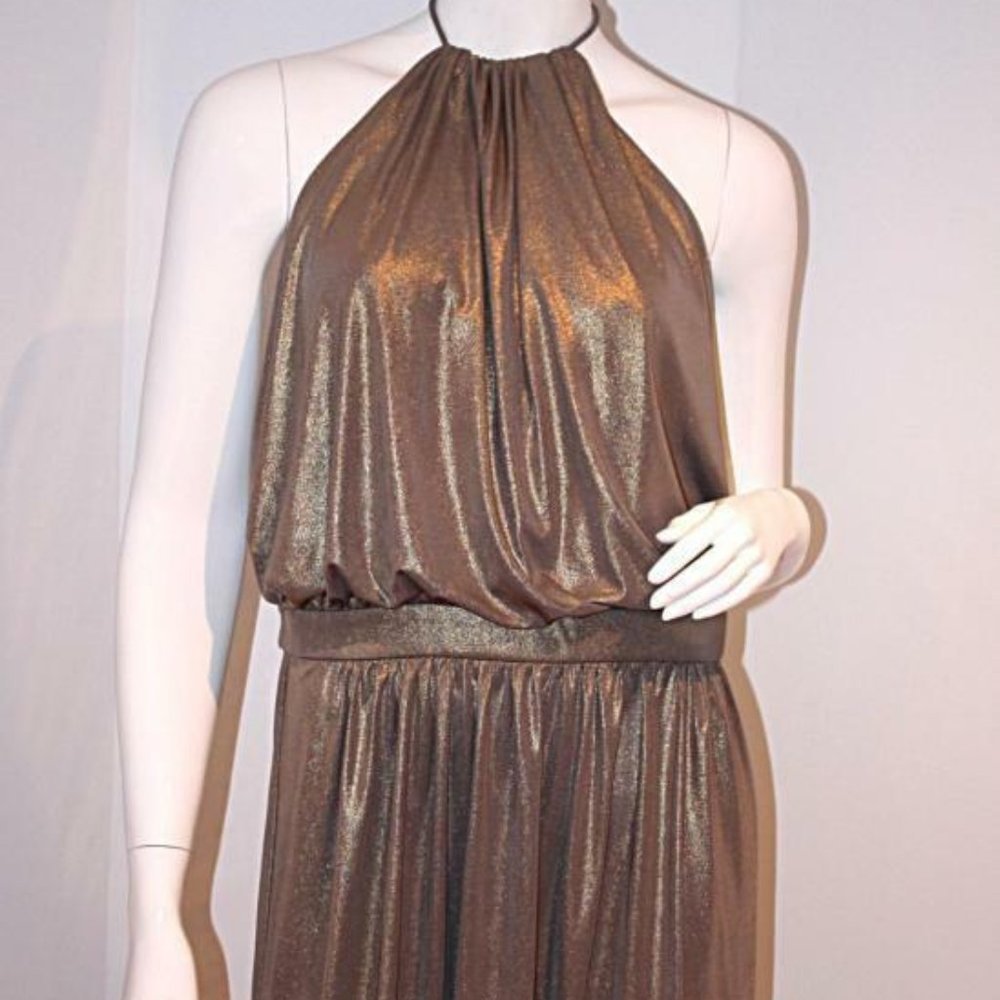Tibi Halter Empire Waist Glitter Dress
